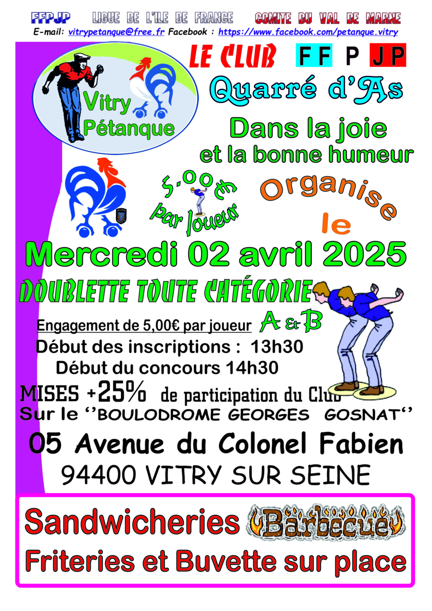 Concours Doublette Départemental du Mercredi 02 avril 2025