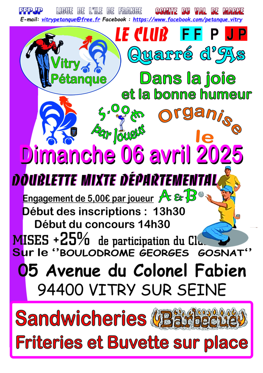 Concours Doublette Mixe Départemental du Dimanche 06 avril 2025