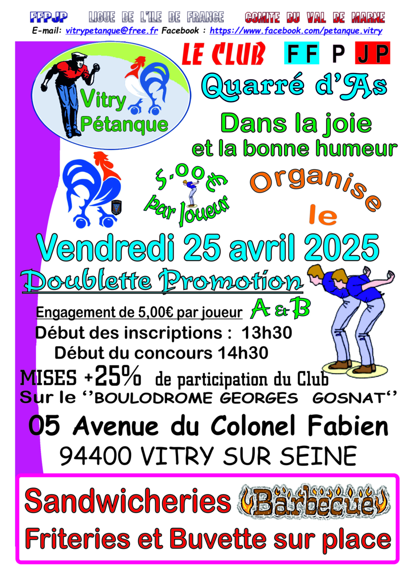 Concours Doublette Promotion du Vendredi 25 avril 2025