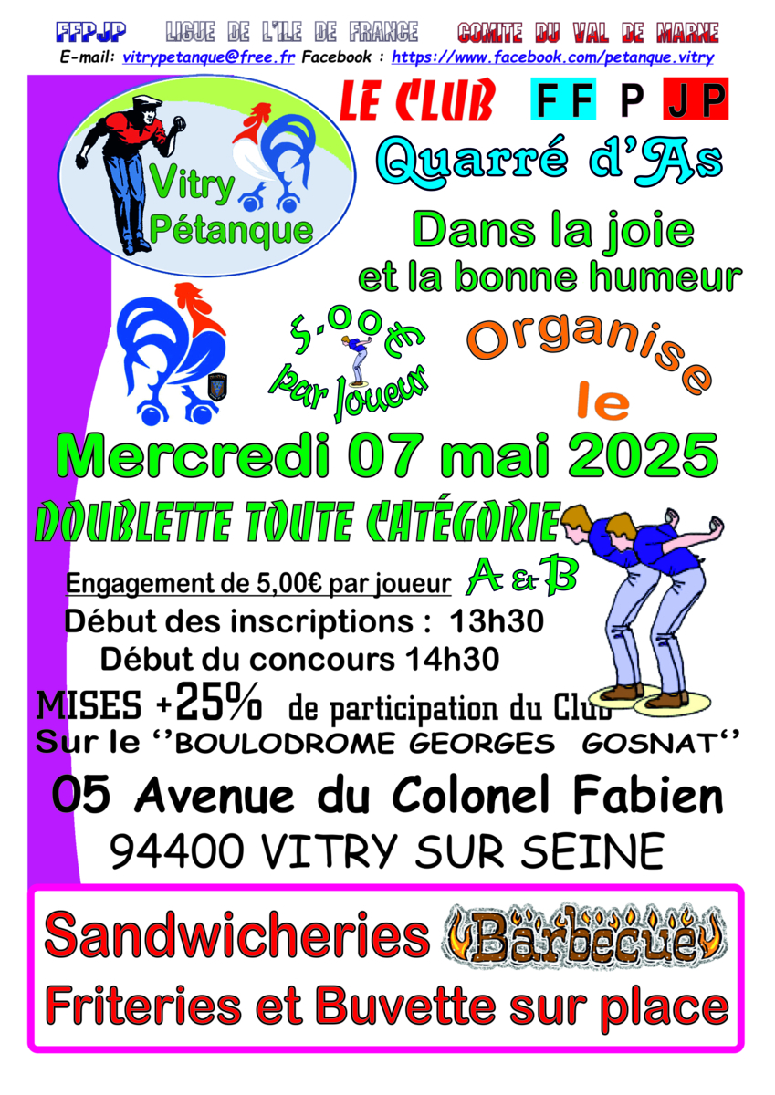 Concours Doublette Toute Catégorie du Mercredi 07 mai 2025