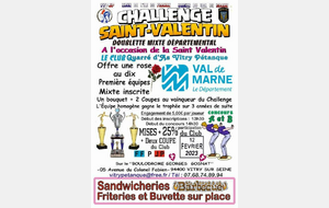 CHALLENGE SAINT VALENTIN Doublette Mixte Départemental du Dimanche 12 Février 2023 